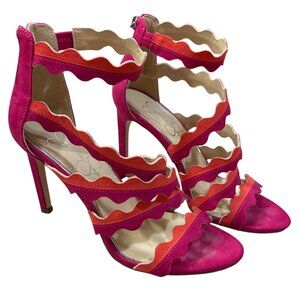 Jessica Simpson Caveena Strappy Heel Shoe Pumps Sandals Size 7M Pink Orange